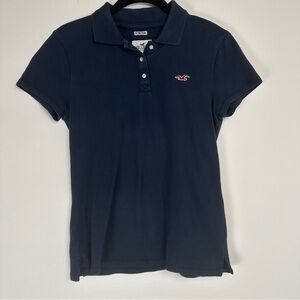 Hollister Women's Polo Top Size Small‎ Navy Blue Y2K Preppy Collegiate Heritage